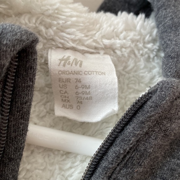 H&M organic cotton grey with fuzzy lined  jumpsuit 6-9M - Picture 6 of 9